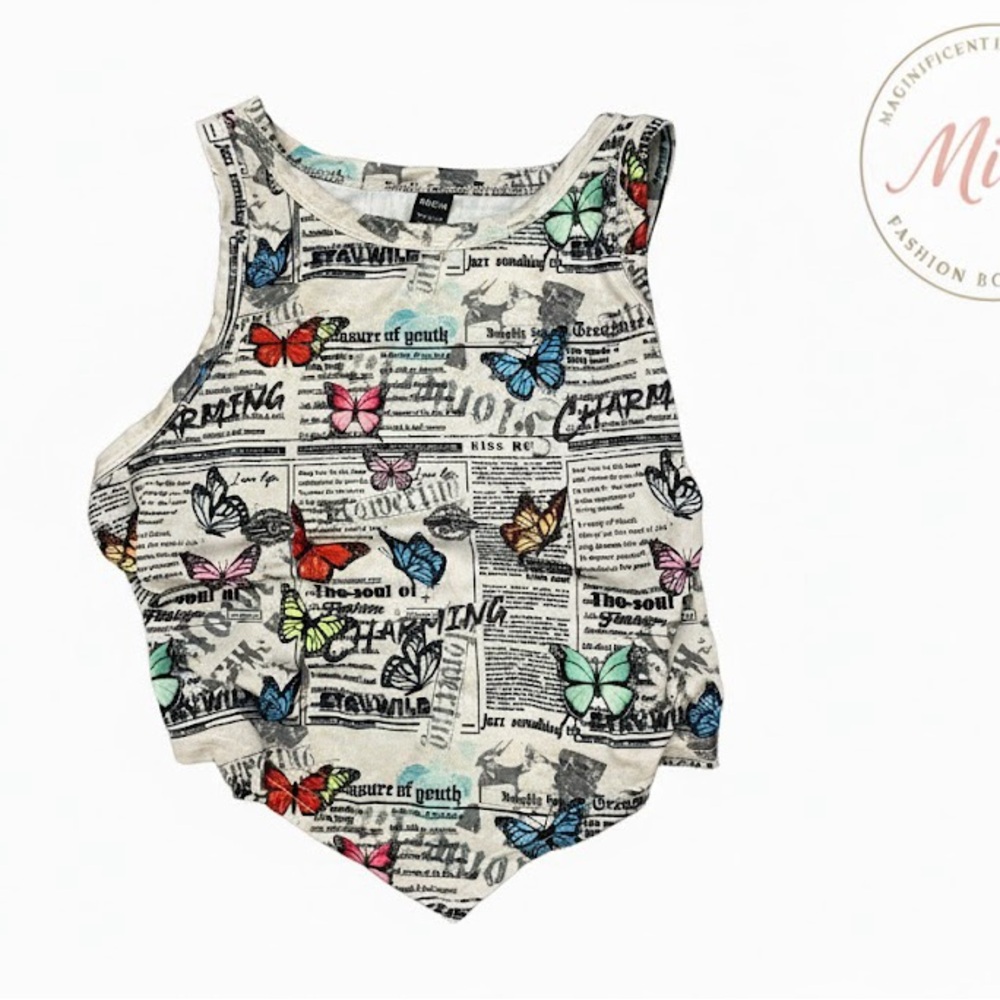 SHEIN Multicolor Butterfly Print Tank Top